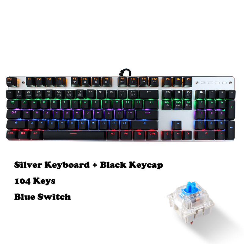Jansicotek USB Wired Gaming Keyboard 104 Keys Red Switch Mechanical Gaming Keyboard, with LED Mix-light Anti-ghosting Blacklit for Gamer Tablet Desktop Computer