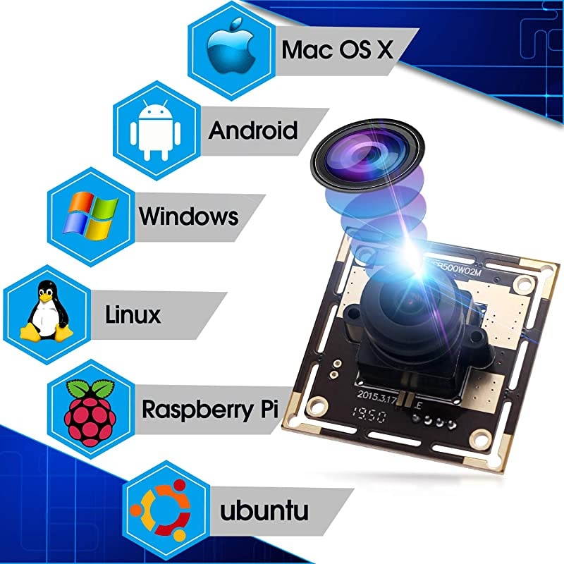 Megapixel USB Camera Module with 170 Degree Fisheye Lens Wide Angle HD 292X1944 USB Webcamera with CMOS OV640 Sensor USB with Camera Machine Vision Mini Webcam for Windows Mac Andriod Linux