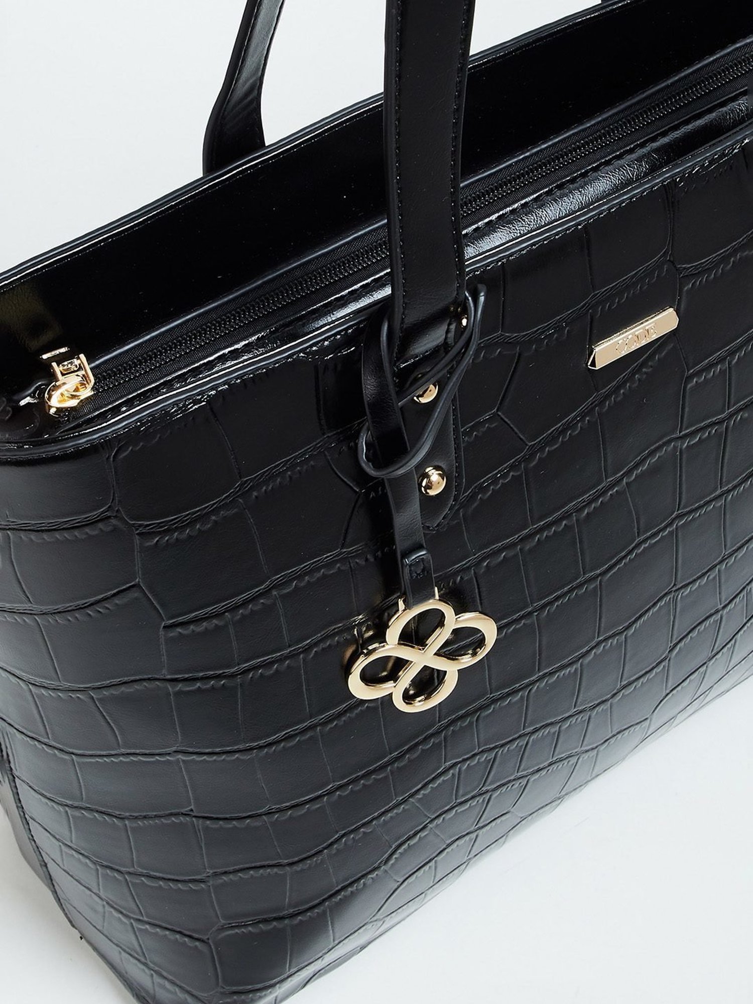 Code by Lifestyle Black Textured Tote Bag