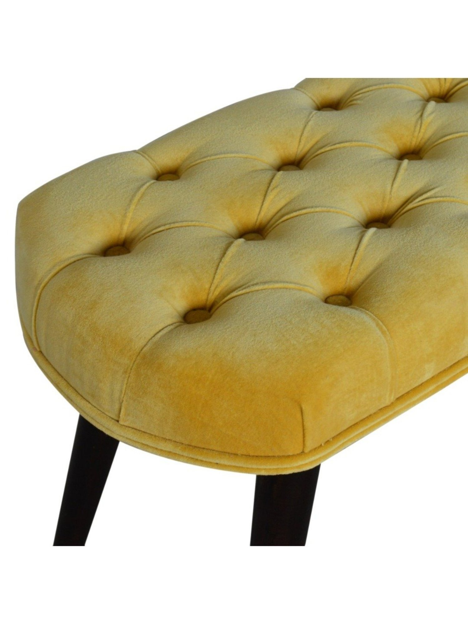 Artisan Furniture Brown Cotton Velvet Deep Button Bench Brown Finish