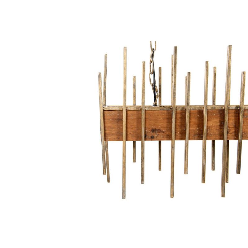 35.5" Wood Pendant Ceiling Light with Metal Rods - 3R Studios