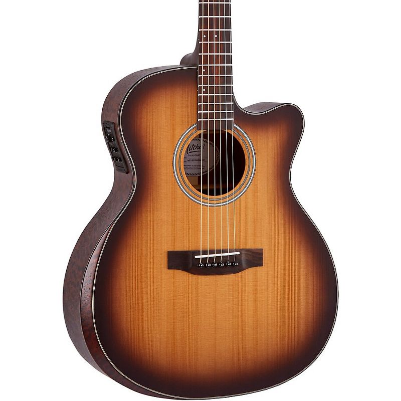 Mitchell Terra Series T413CEBST Auditorium Solid Torrefied Spruce Top Acoustic Electric Cutaway Guitar Edge Burst