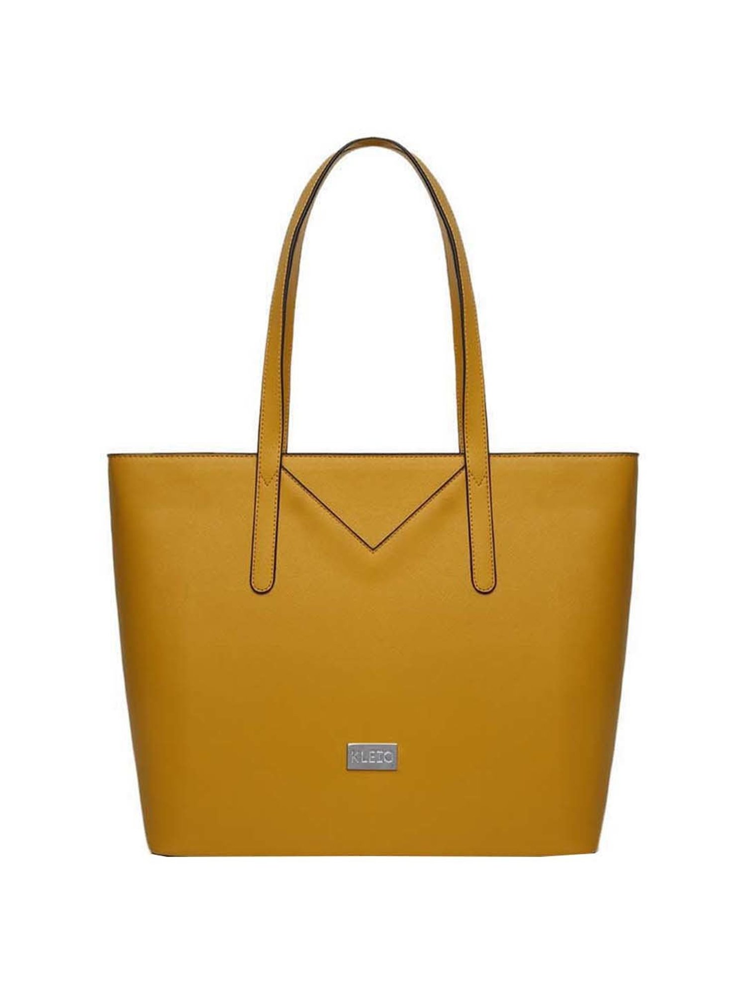KLEIO Mustard Solid Medium Tote Handbag
