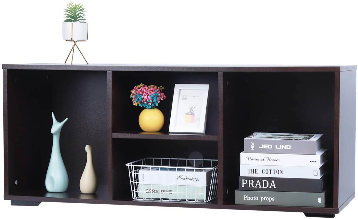 TINSAWOOD TV Stand Media Console with Wooden Frame Living Room Storage Cabinet Entertainment TV Stands,42 Inch