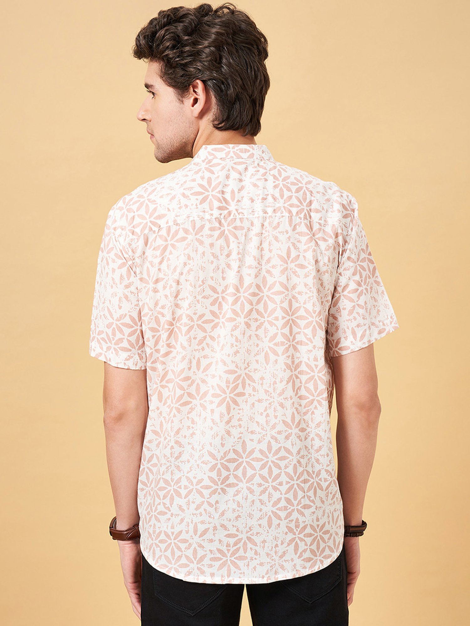 Indus Route by Pantaloons Coral Blush Regular Fit Printed Shirt