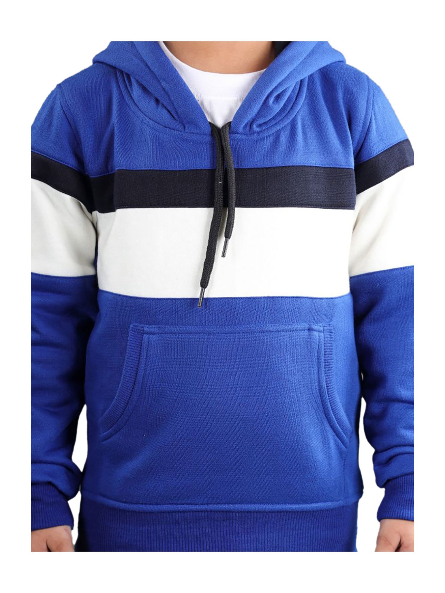 Ahhaaaa Kids Blue Solid Hoodie