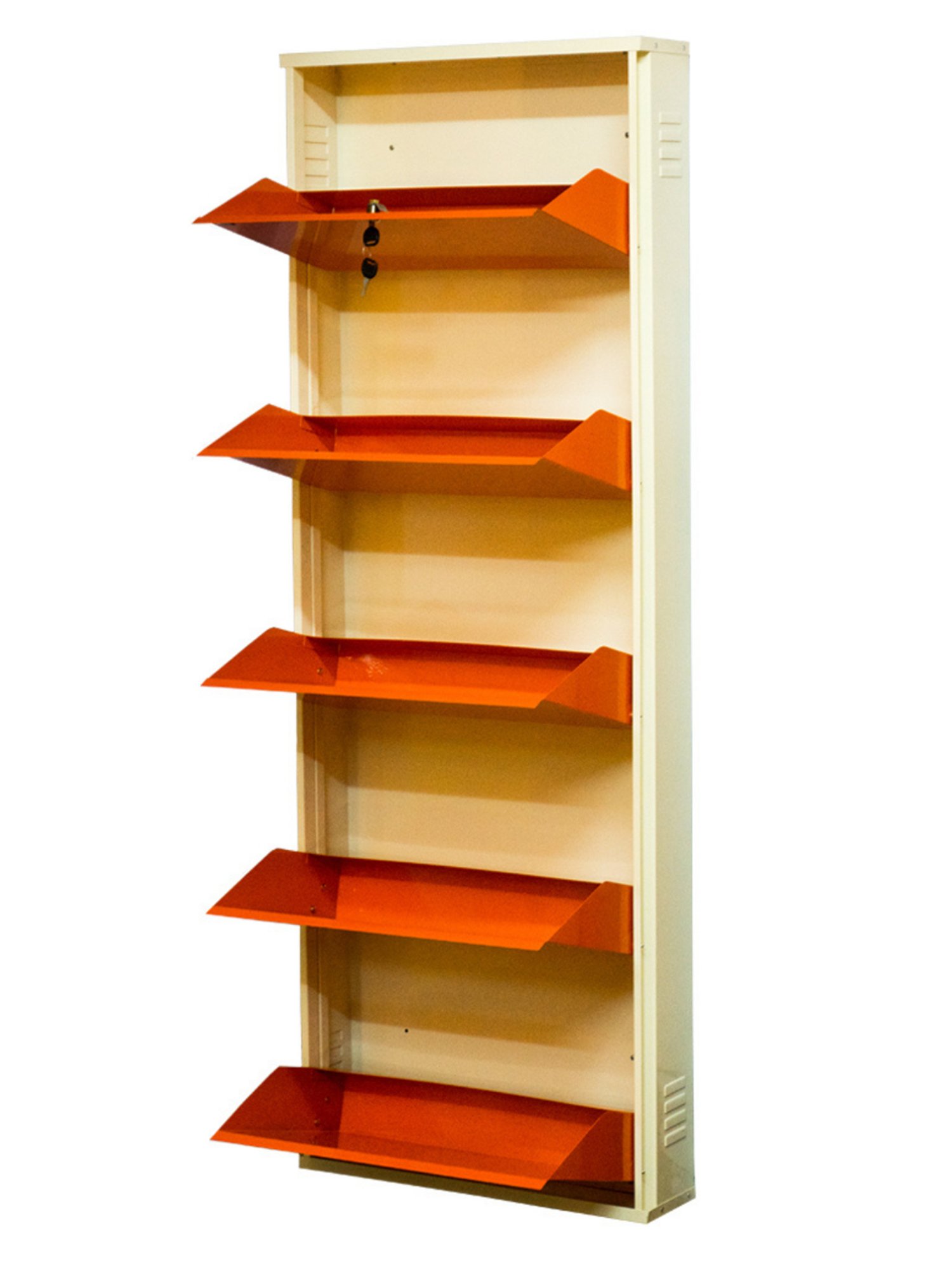 Delite Kom Metal Shoe Rack - 24" 3 Shelf, Ivory Green, PowderCoat, Wall Mount, DIY