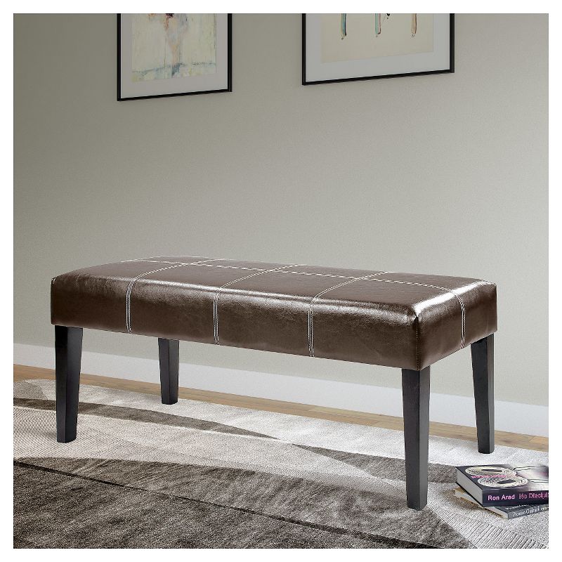 Antonio 47" Bench In Dark Brown Bonded Leather - CorLiving