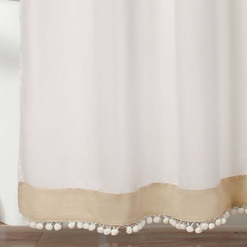Adelyn Pom Pom Shower Curtain Neutral - Lush Décor