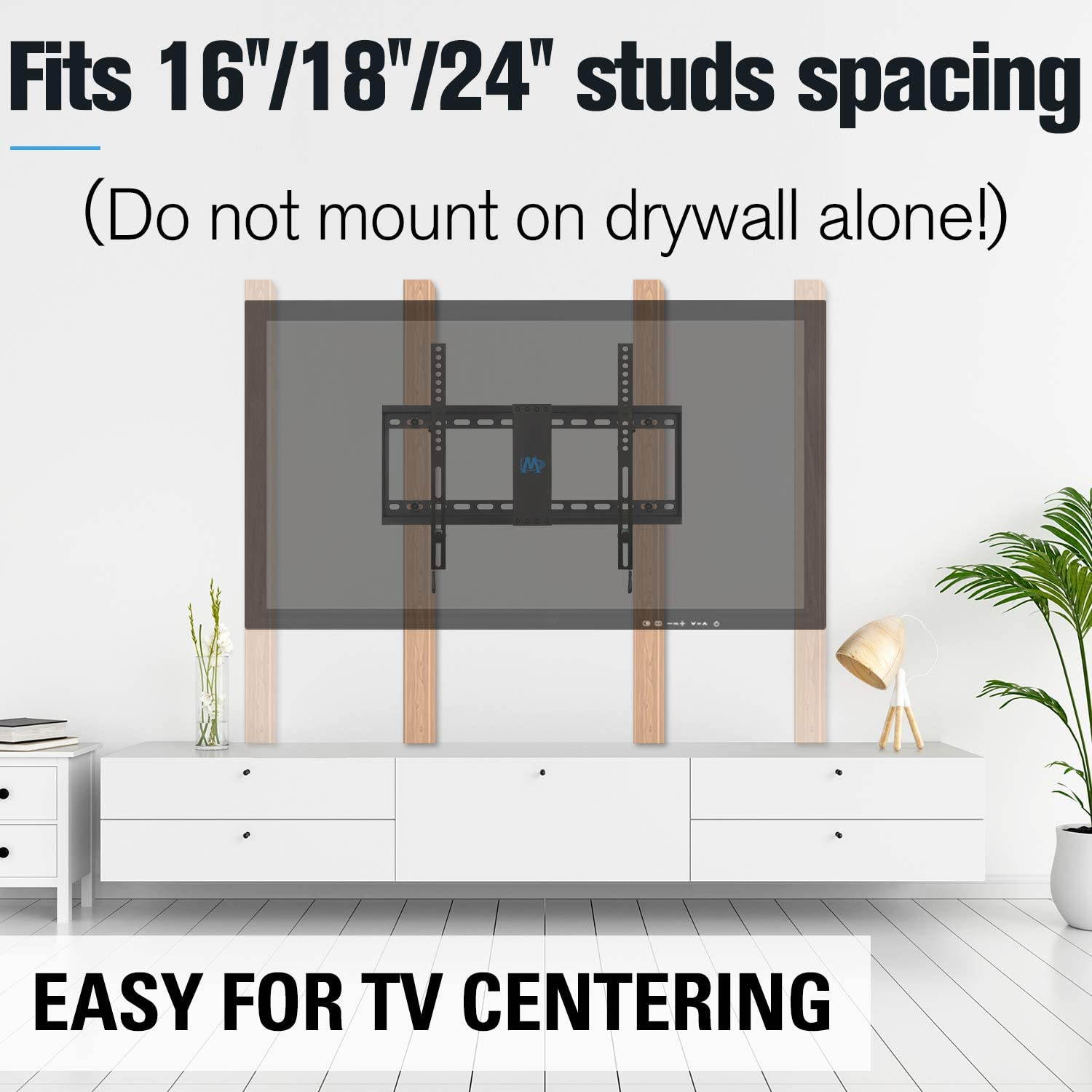 UL Listed TV Mount for Most 37-70 Inches TVs, Universal Tilt TV Wall Mount Fits 16", 18", 24" Studs with Loading 132 lbs & Max VESA 600x400mm, Low Profile Wall Mount Bracket MD2268-LK