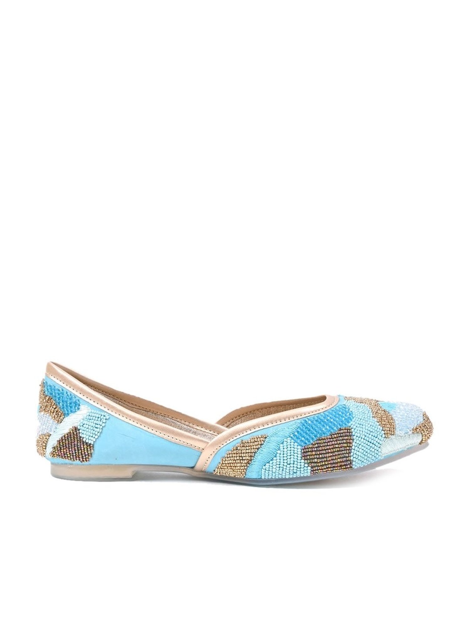 Jove Women's Aqua Ethnic Juttis