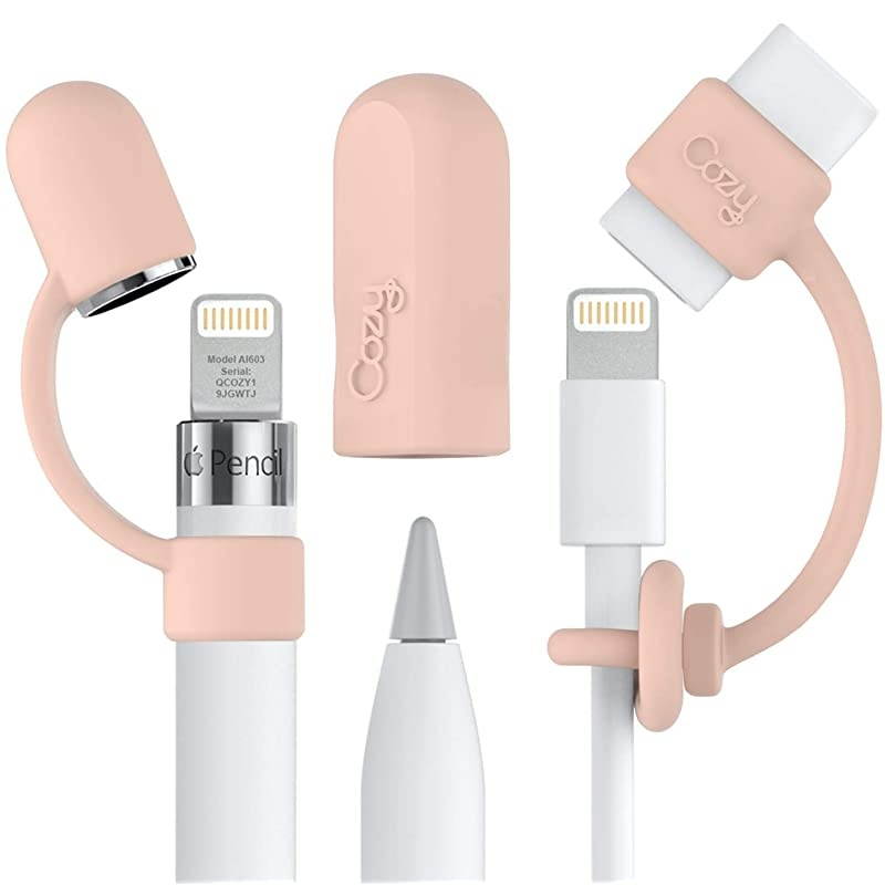 3Piece Pencil Combo Pack  The Original Apple Pencil Cap HolderKeeperTether Compatible Apple iPad Pro 6th Generation iPencil ChargerNib Accessories | Case Friendly Design Pink Sand