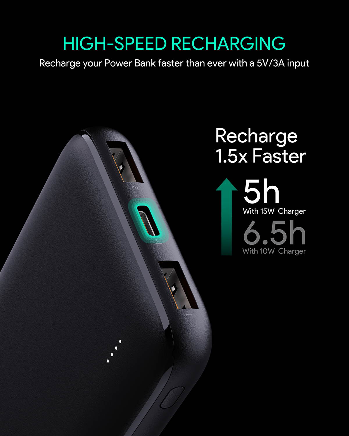AUKEY USB C Power Bank 10000mAh Portable Charger, Triple Outputs High-Speed External Battery Pack Compatible with iPhone 11/11 Pro/Xs/XS Max/XR, iPad, Samsung, Pixel and More PB-N73