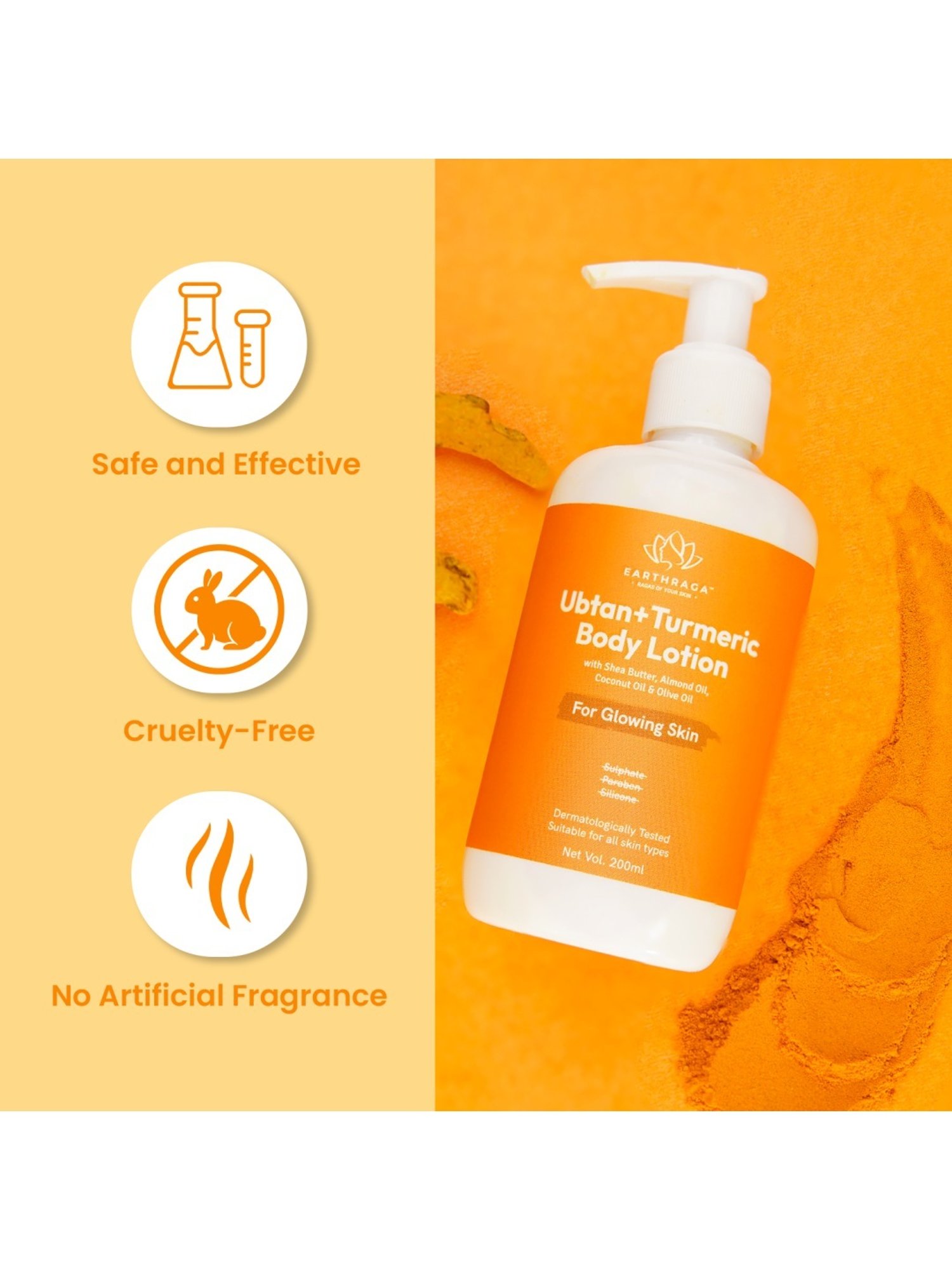 Earthraga Ubtan + Turmeric Body Lotion - 200 ml