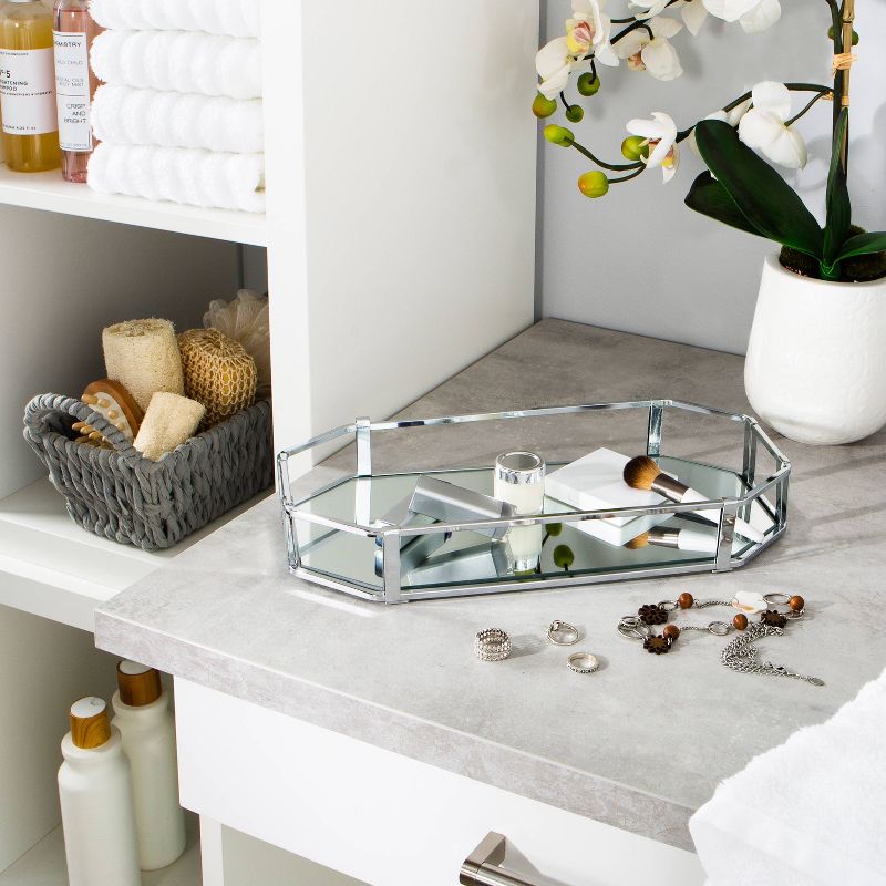 Octangular Design Bathroom Tray Chrome - Home Details