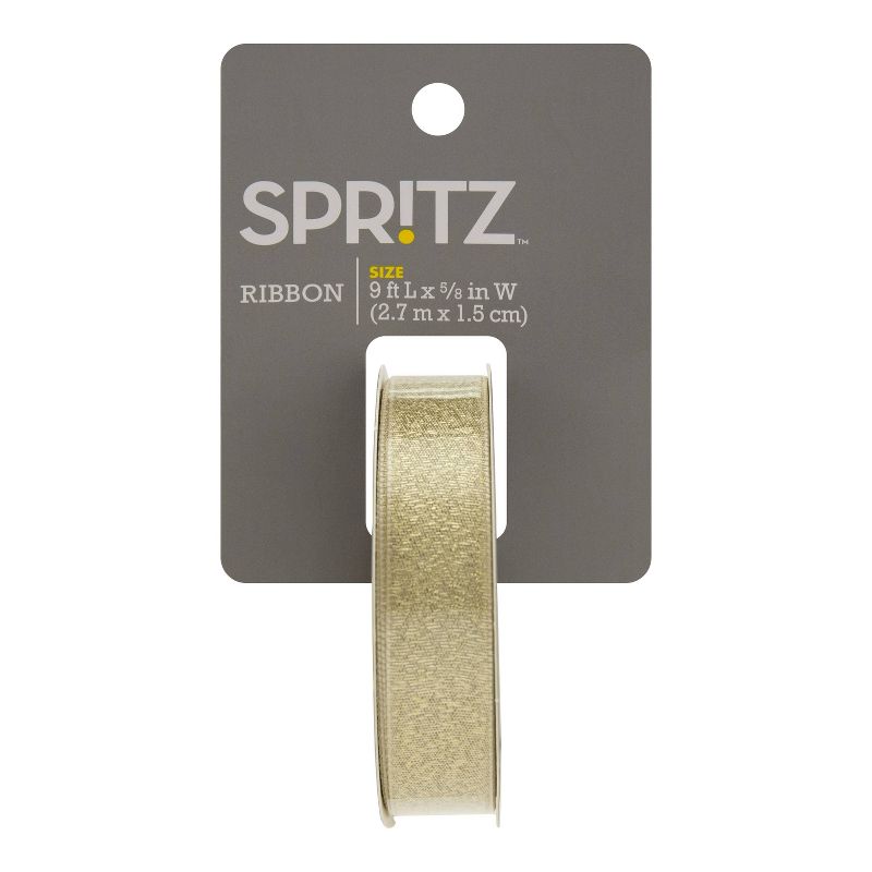 5/8" x 3yd Fabric Ribbon Gift Packaging Accessory Metallic Gold - Spritz™