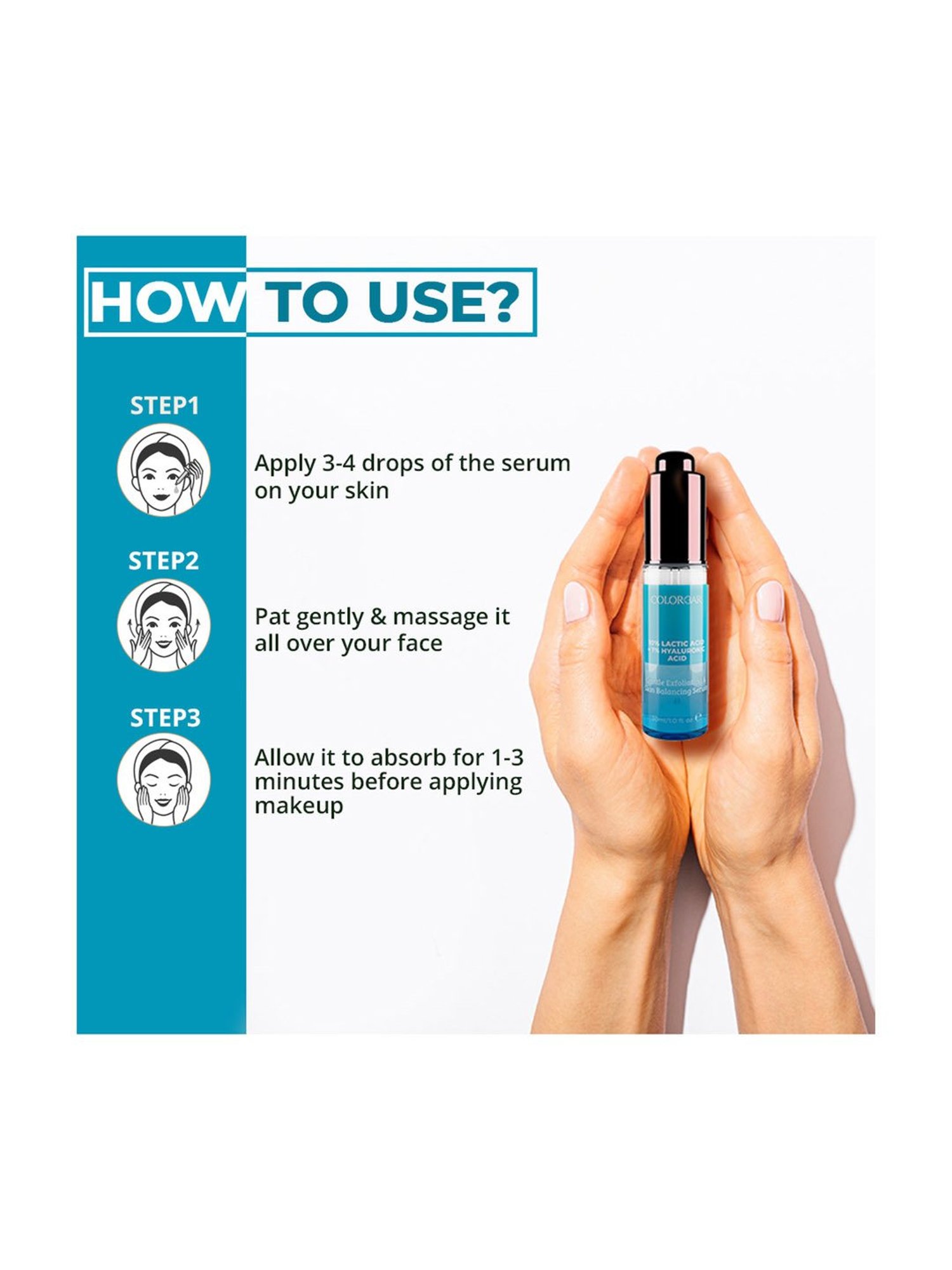 Colorbar Gentle Exfoliating & Skin Balancing Serum with 10% Lactic Acid & 1% Hyaluronic Acid - 30 ml