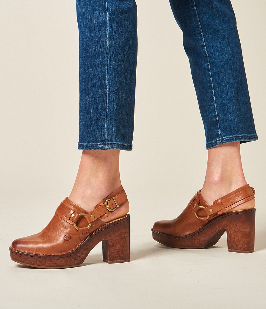 Born Hudson Leather Sling Strap Harness Clogs