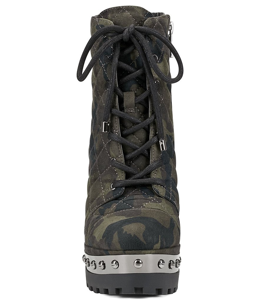Jessica Simpson Irella4 Camo Print Quilted Studded Lug Sole Platform Hiker Booties