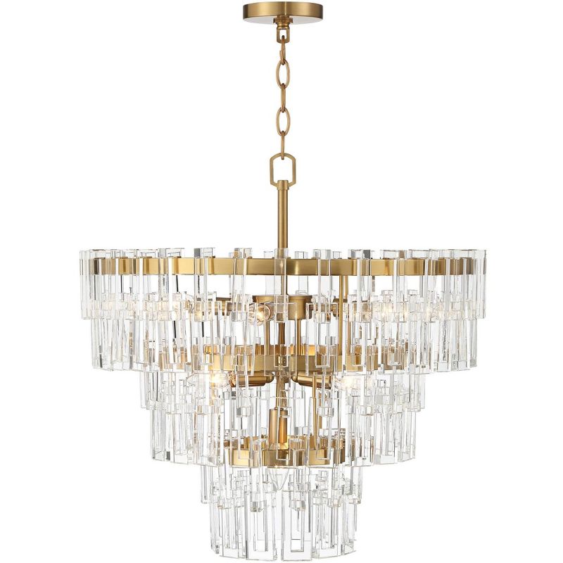 Vienna Full Spectrum Burnished Brass Crystal Chandelier 23 1/2" Wide Modern Tiered 8-Light Fixture Dining Room House Foyer Kitchen