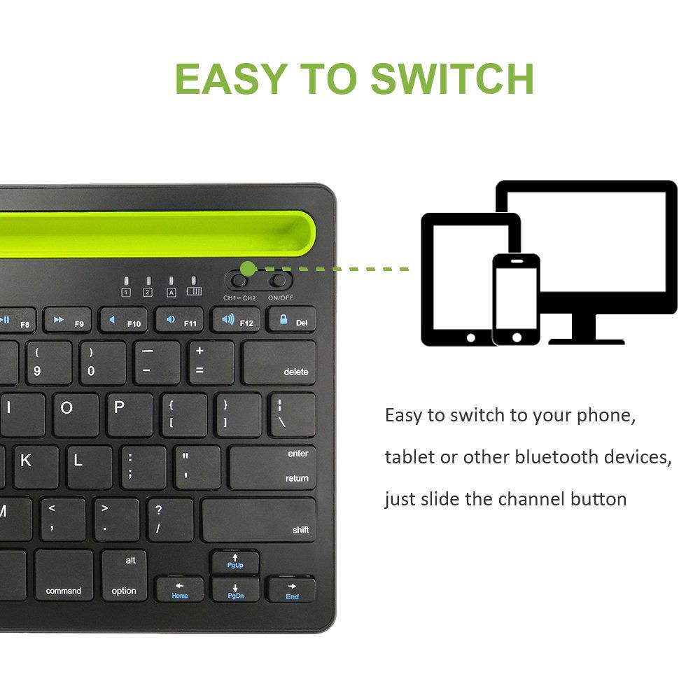 axGear Bluetooth Keyboard Cordless with Phone Tablet Holder Docking Wireless Stand