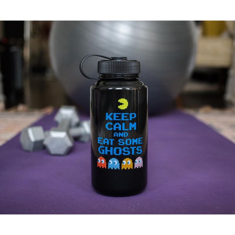 Just Funky Pac-Man "Keep Calm and Eat Some Ghosts" Plastic Water Bottle | Holds 32 Ounces