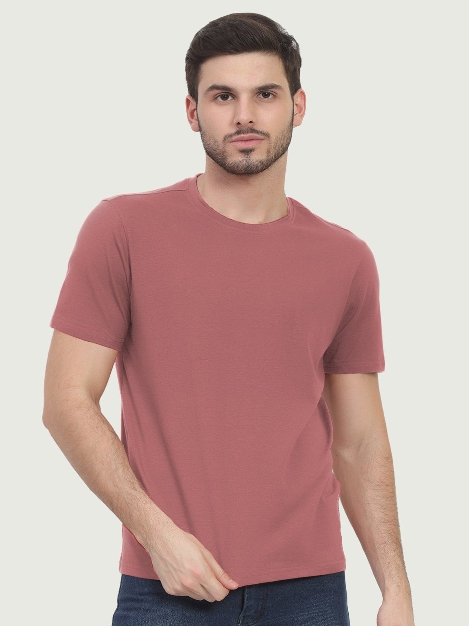 Freecultr Dusty Pink Cotton Regular Fit T-Shirt