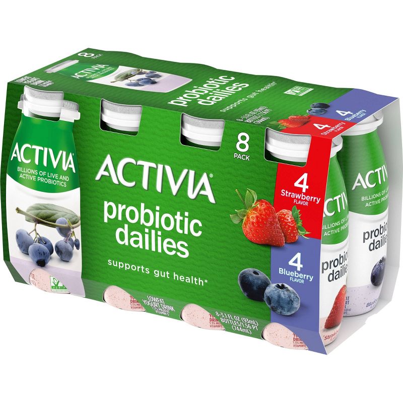 Activia Dailies Strawberry & Blueberry Probiotic Yogurt - 3.1 fl oz/8ct