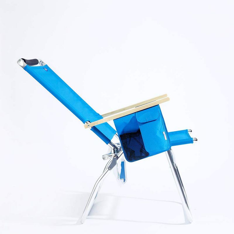 Copa Backpack Single Position Folding Aluminum Beach or Poolside Lounge Chair with Backpack Straps, Dark Blue