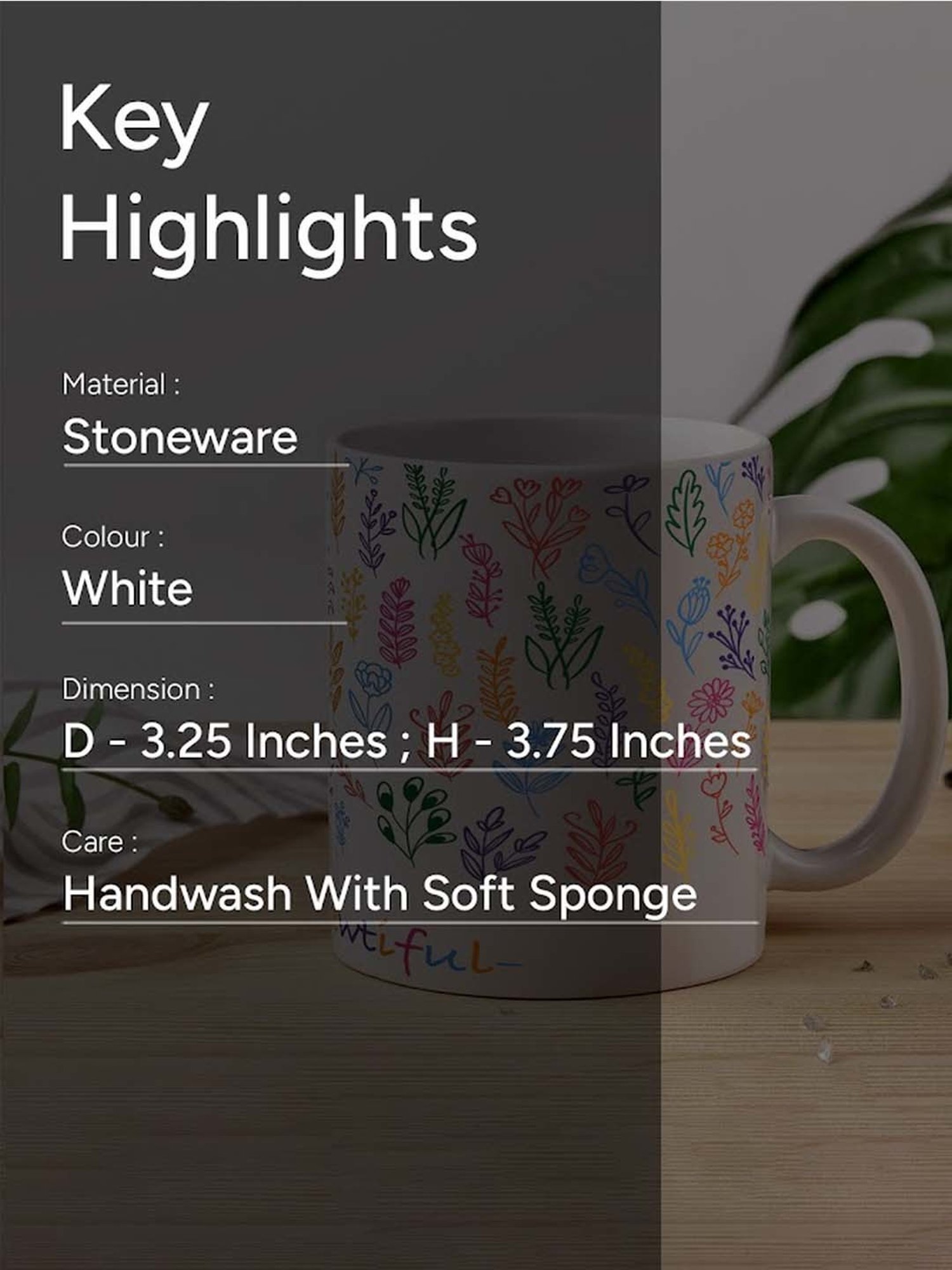 Nestroots White Stoneware Life Is Brewtiful Blooming Coffee Mug (0.325 L)