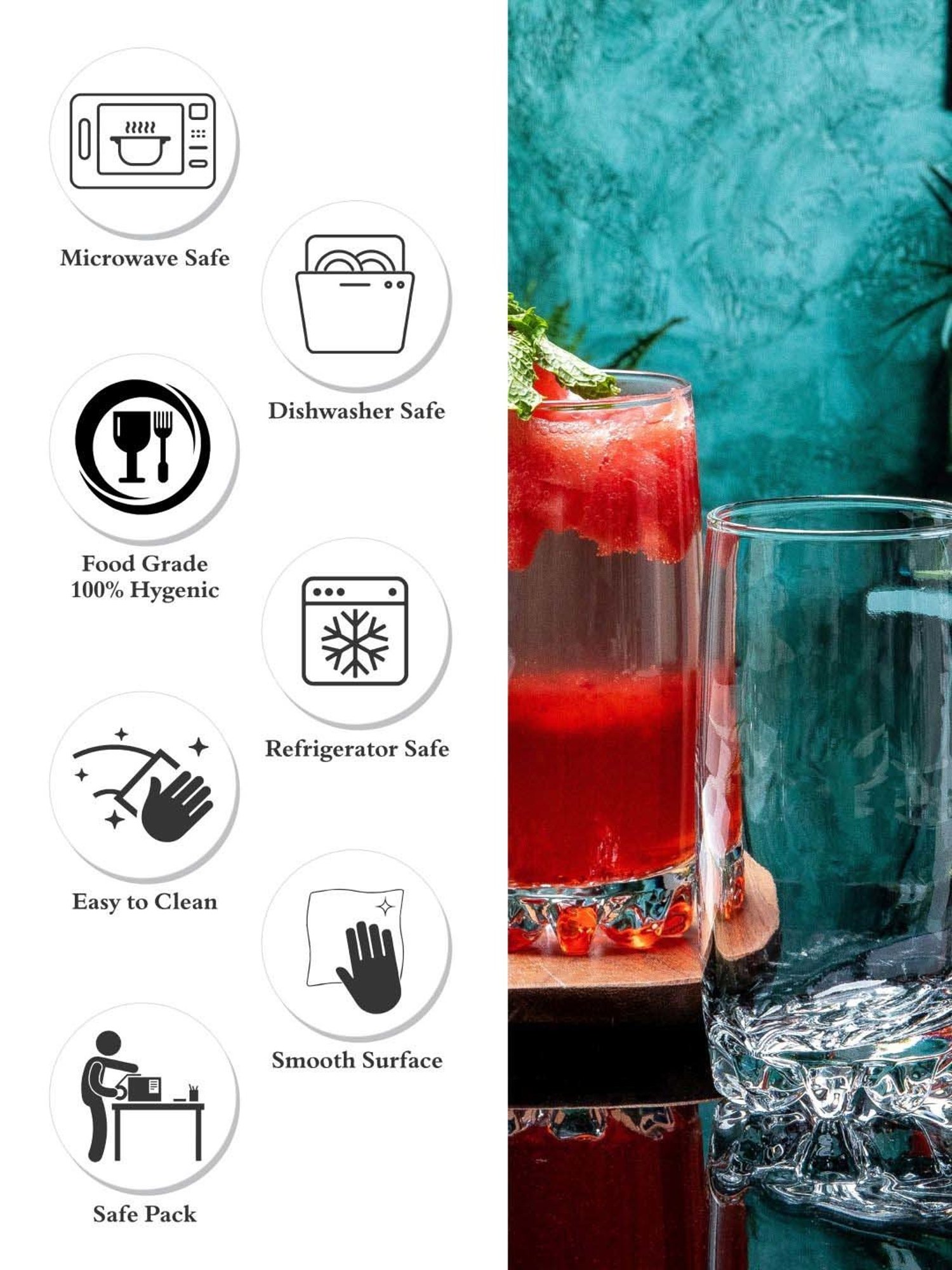 ROXX Transparent Glass Tumbler (0.38 L) - Set of 6