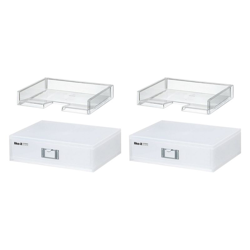 Like-It Universal Organizer Storage Tray Set for Home or Office, Clear (4 Pack)