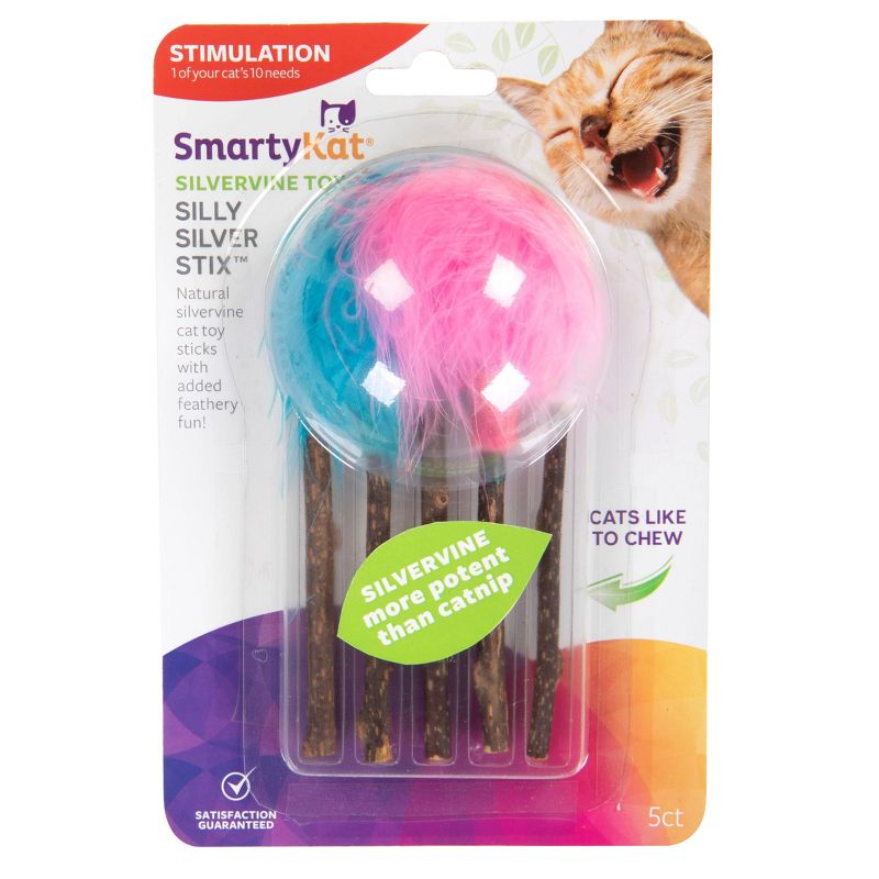 SmartyKat Silly Silver Stix Cat Toy - 5pk