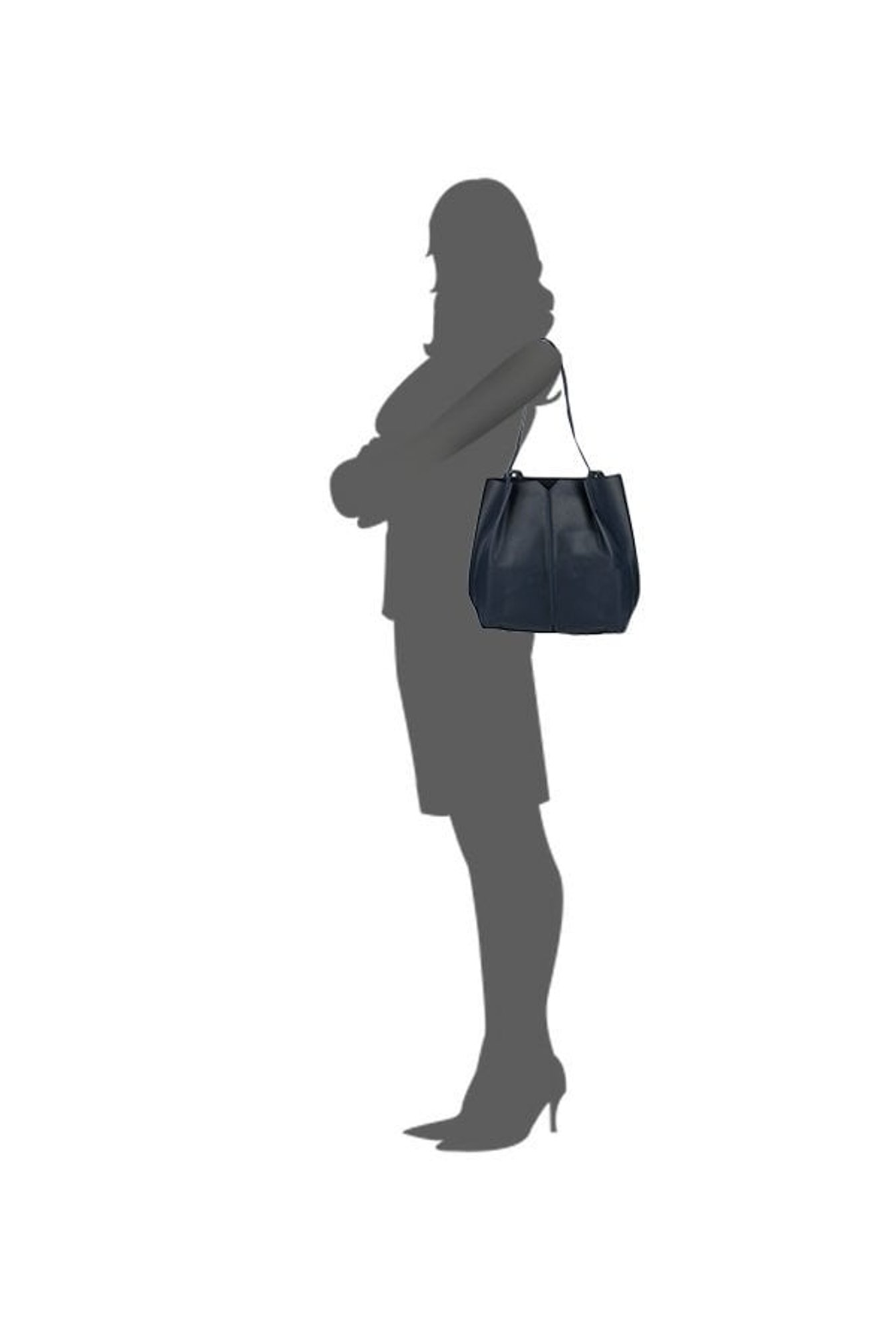 Gio Collection Navy Solid Shoulder Bag with Pouch