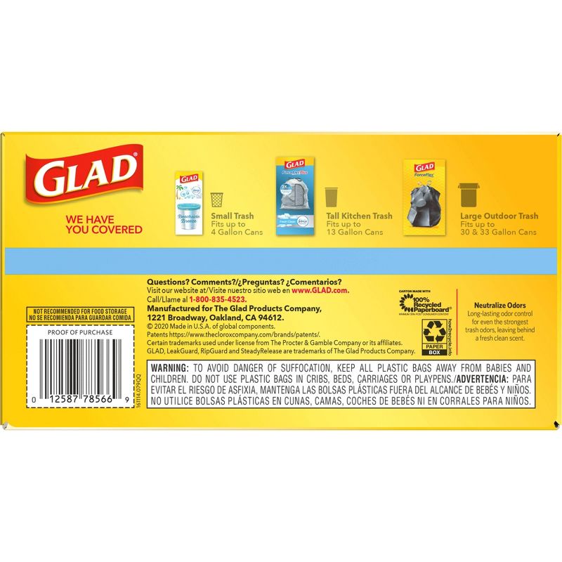 Glad Tall Kitchen Drawstring Trash Bags OdorShield 13 Gallon Febreze Fresh Clean - Gray - Bundle