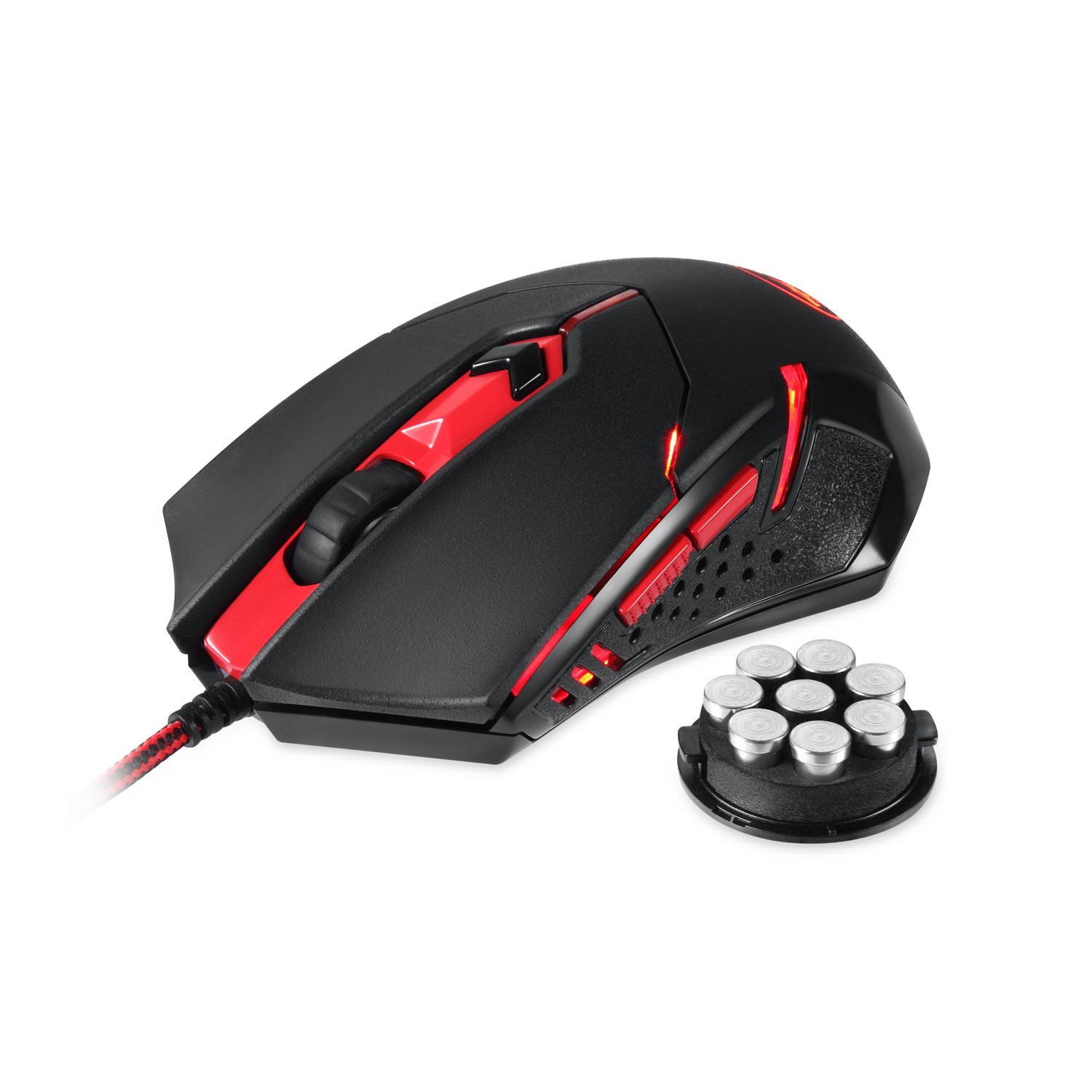 Gaming Mouse, Redragon M601 wired Mouse with Red Led, 3200 DPI, 6 Buttons Ergonomic CENTROPHORUS Gaming Mouse ,3600 FPS, 6ft Cable, 8 piece weight tuning set,Gaming Mice for PC