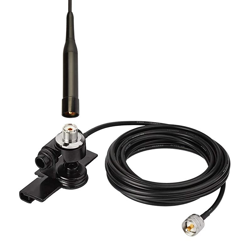 Vehicle Ham Radio Mobile Radio Antenna VHF UHF 136174MHz 400470MHz Car Truck Amateur Radio Two Way Radio Soft Whip Antenna with Lip Mount Fixed Bracket PL259 Male 5m 165 feet RG58 Cable