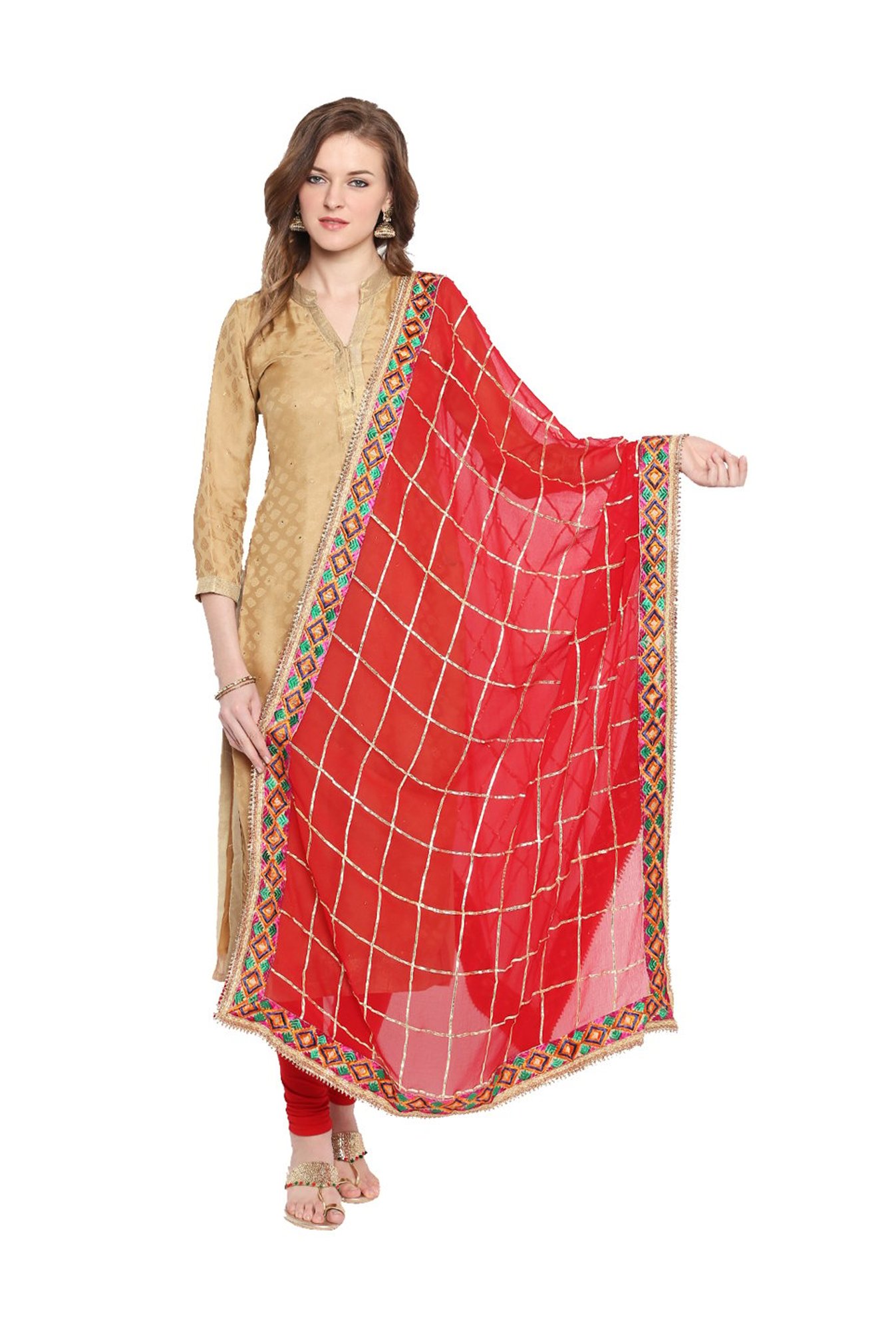 Stylum Red Plain Dupatta