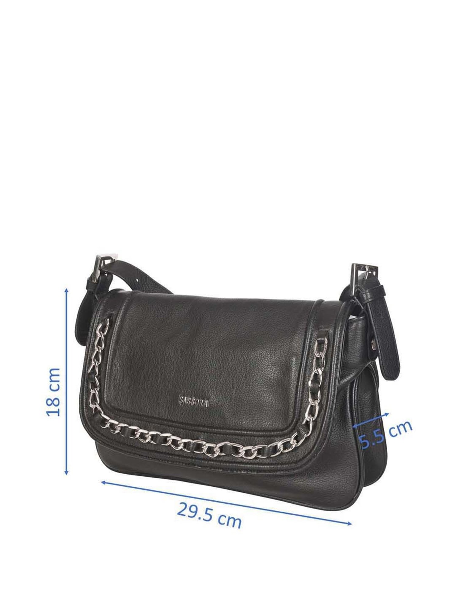 SASSORA Black Solid Medium Shoulder Bag