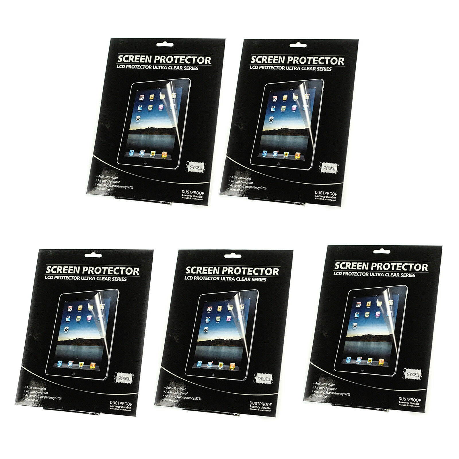 Lot Of 5 Ipad Washable Lcd Ultra Clear Screen Protector - Apple 9.7" Tablets