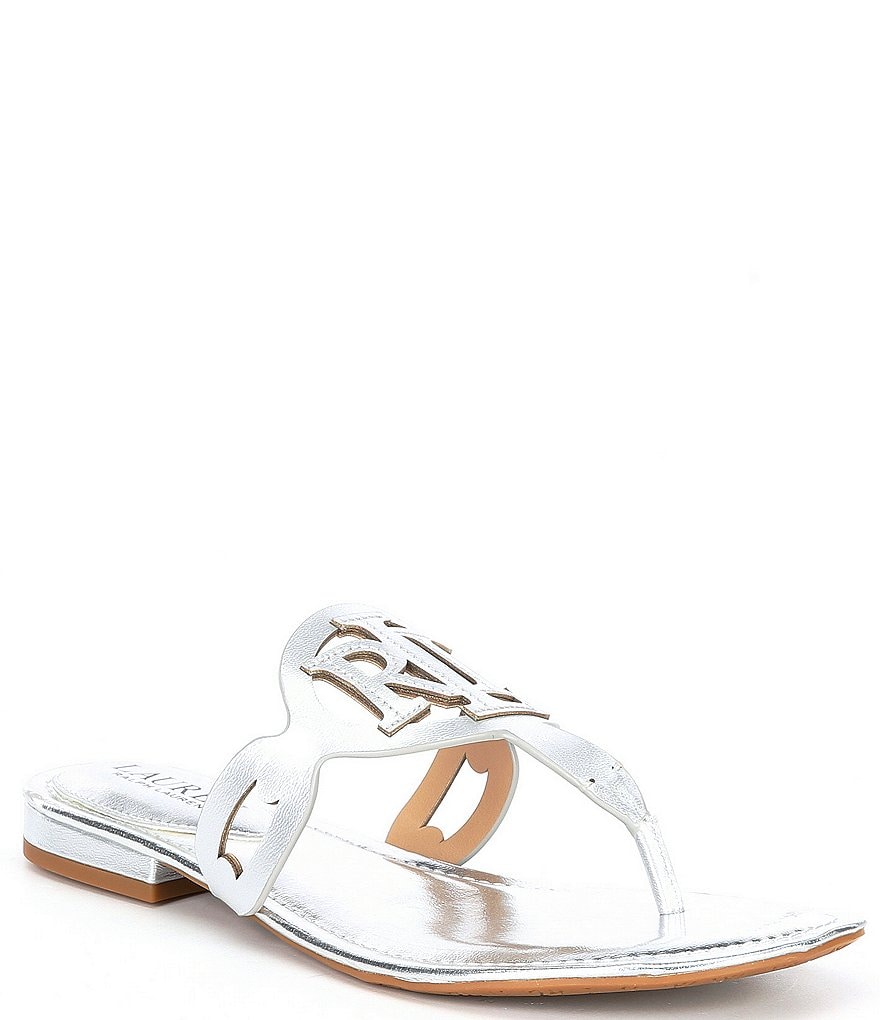 Lauren Ralph Lauren Audrie Leather Logo Thong Sandals