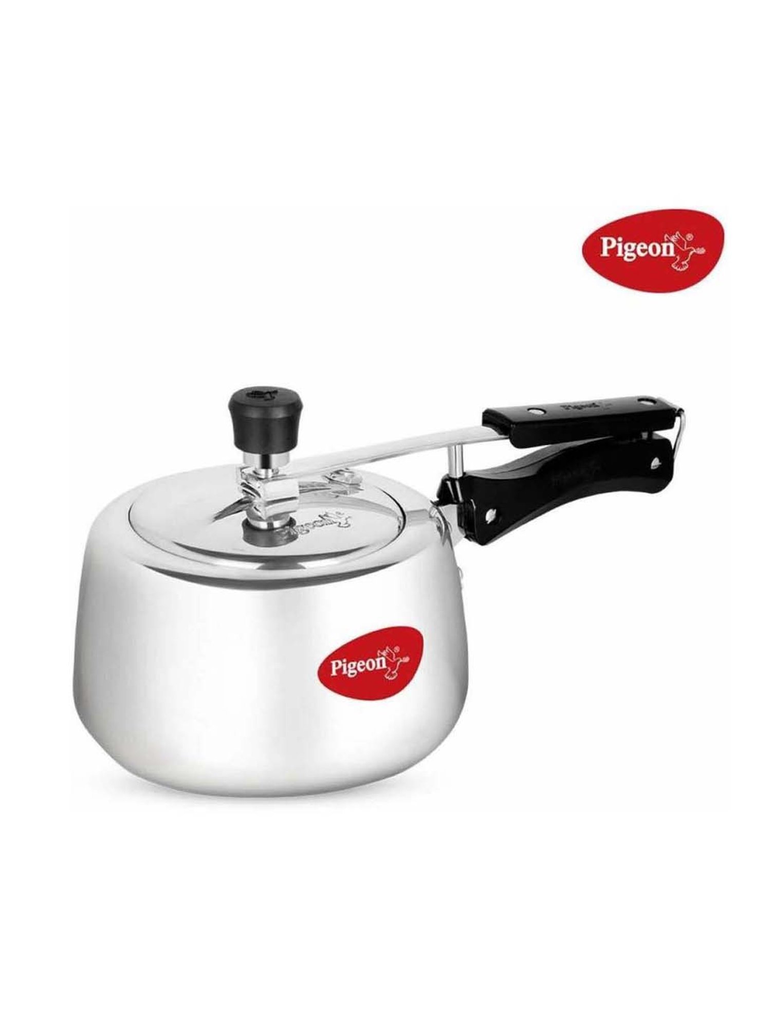 Pigeon Silver & Black Aluminium Induction Friendly Pressure Cooker (3 L) - Set of 1
