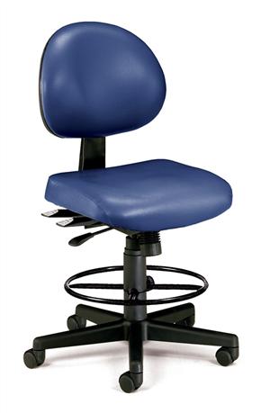 OFM 24 Hour Ergonomic Armless Task Chair with Drafting Kit, Anti-Microbial/Anti-Bacterial Vinyl, in Black (241-VAM-DK-606)