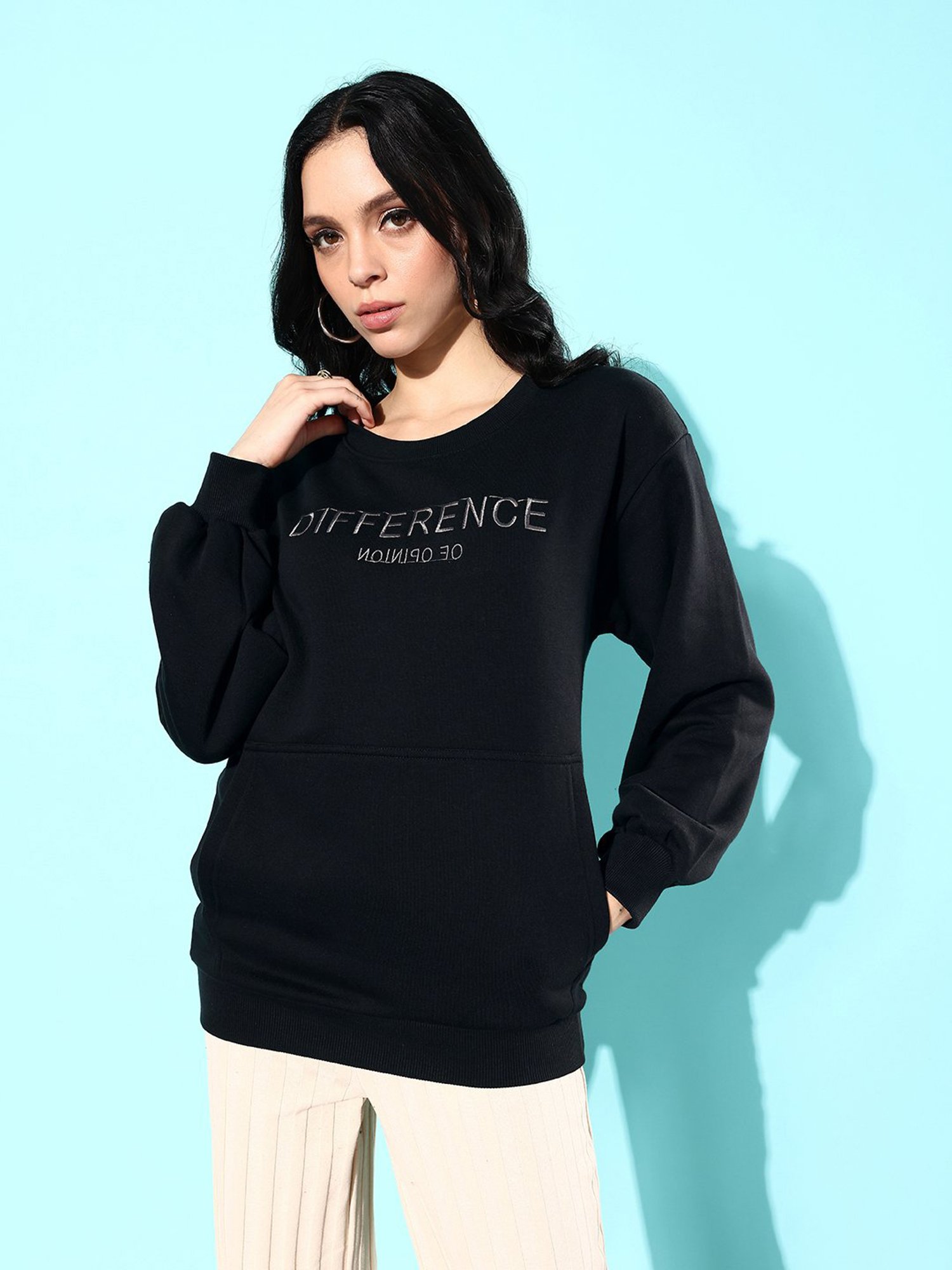 Difference of Opinion Black Fleece Graphic Print Oversized Sweatshirt