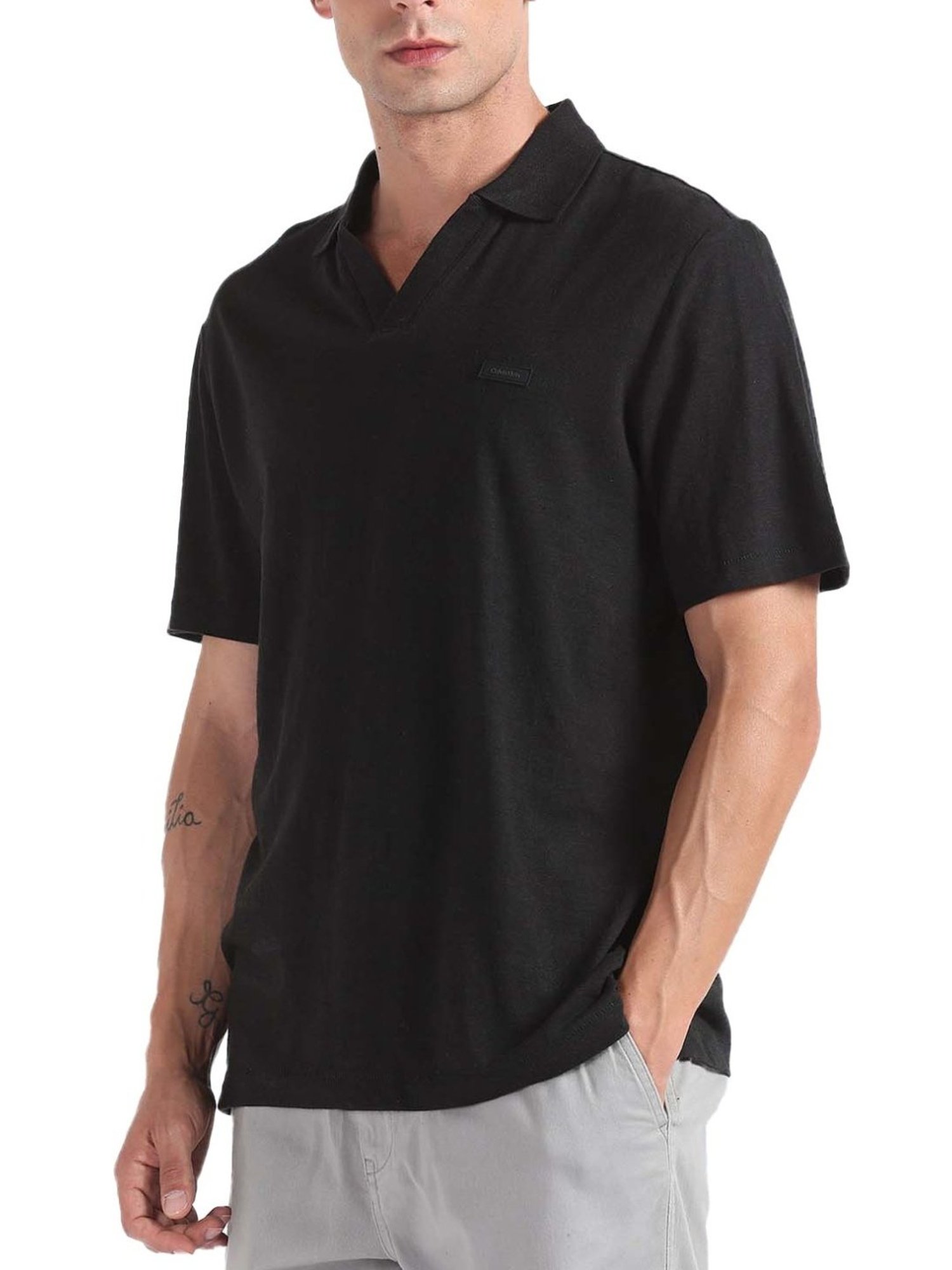 Calvin Klein Jeans Black Regular Fit Polo T-Shirt