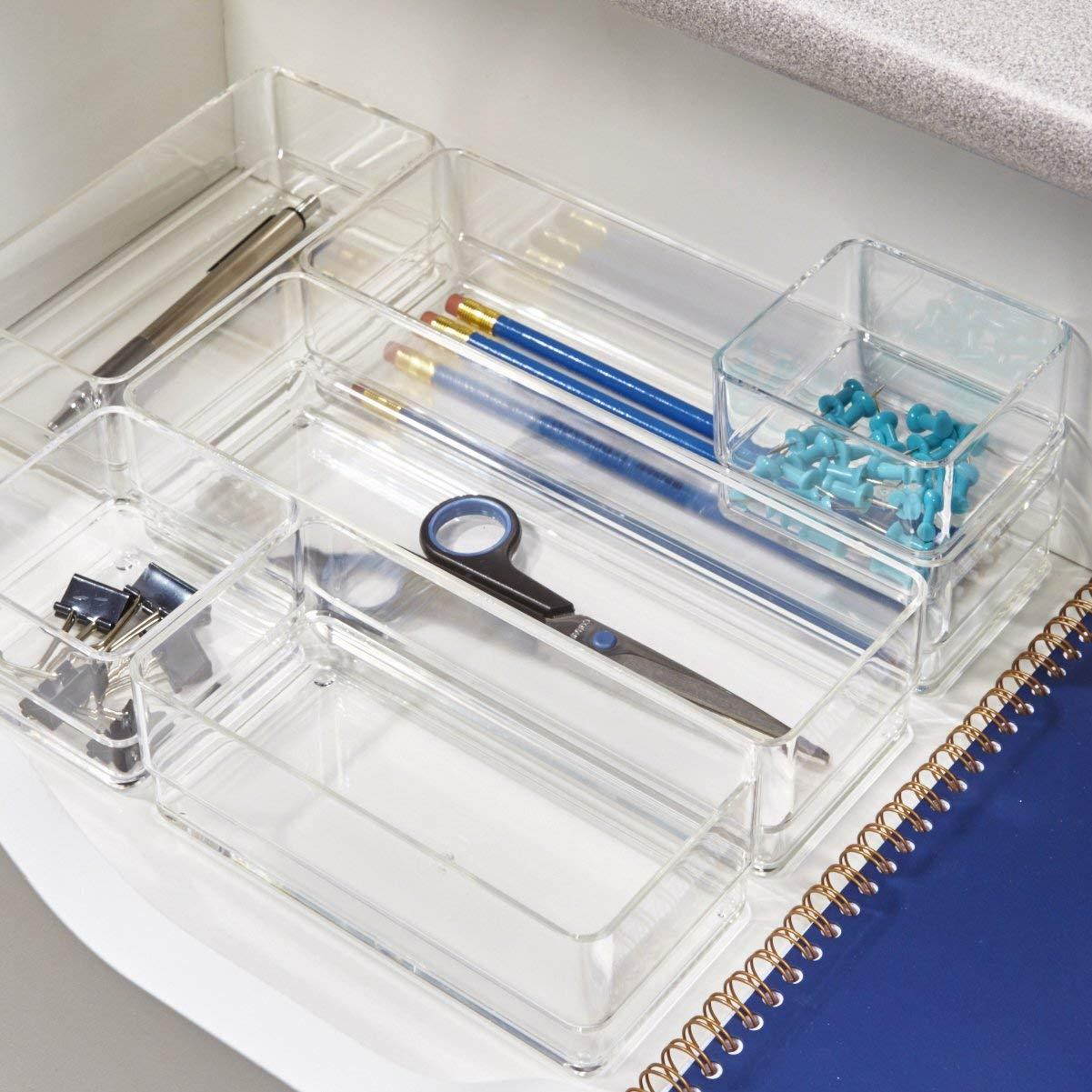 STORi Clear Plastic Vanity and Desk Drawer Organizers | 6 Piece Set