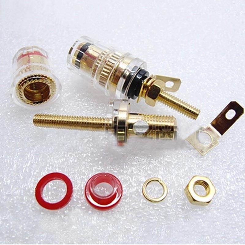A pair(Red+Black) Banana connector Copper Binding Post banana plug sockets for Loudspeakers Terminal Connector New