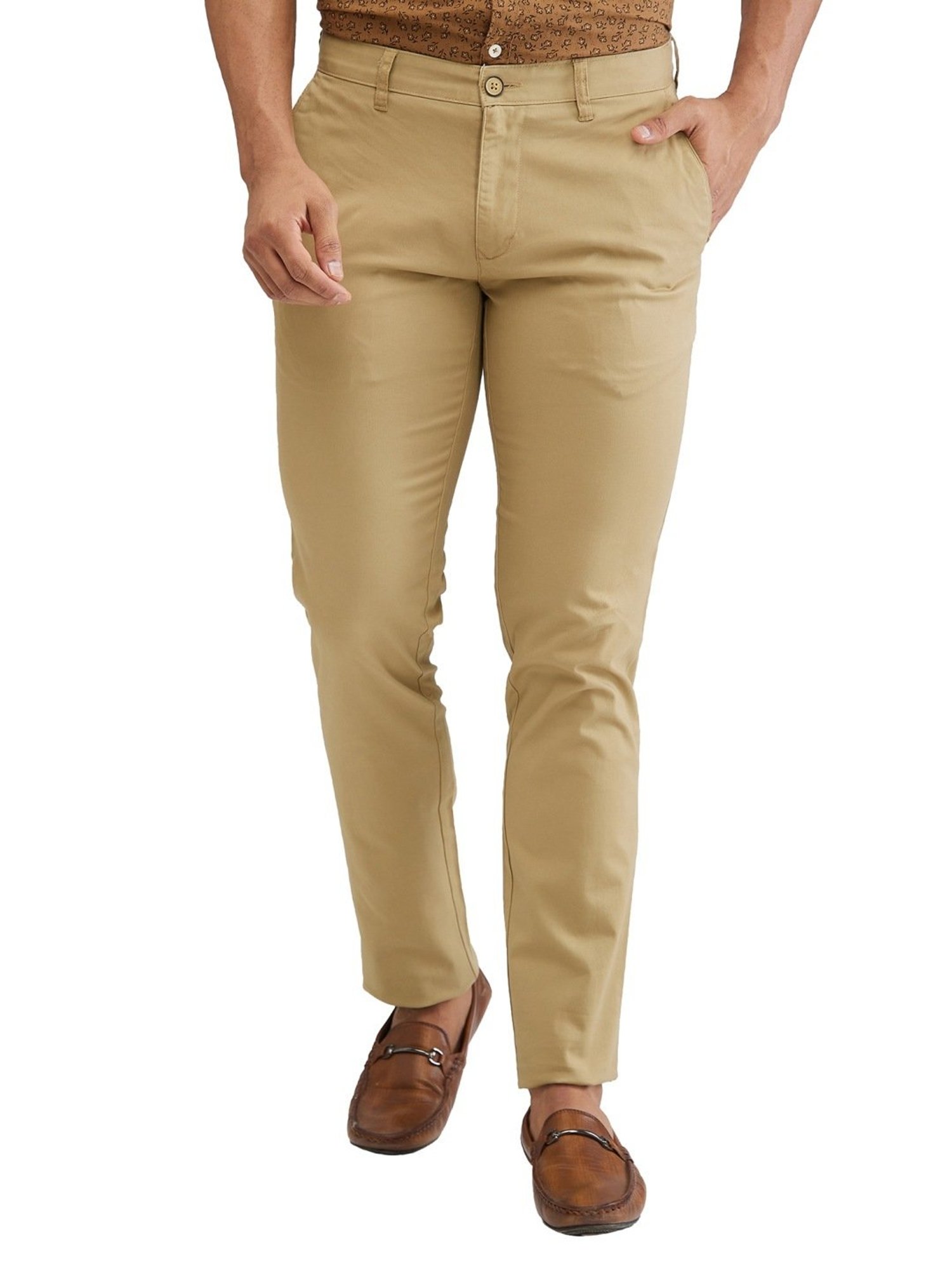 Parx Brown Tapered Fit Trousers