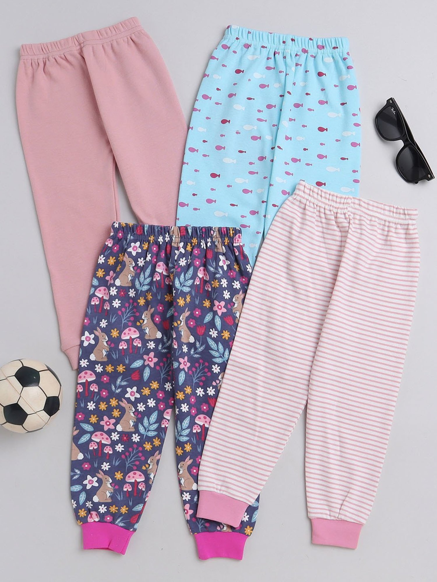 Bumzee Girls Multicolor Printed Pyjamas (Pack Of 4)