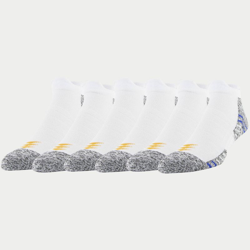 PowerSox Men's Sport 6pk Swervy Double Tab Athletic Socks - White/Blue 6-12.5